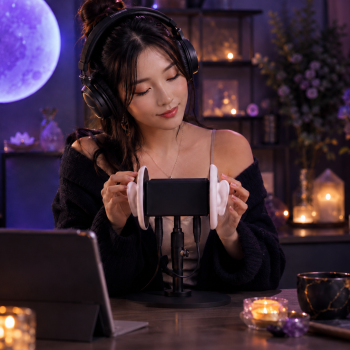 ASMR creator recording with ready-to-record script